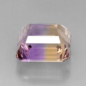 Ametrino bicolor natural de 11,17 ct, corte esmeralda, VVS