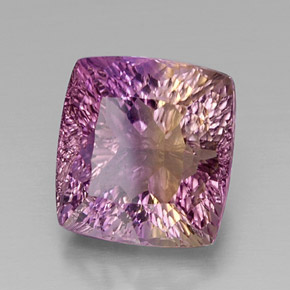 Ametrino bicolor natural de 12,65 ct, corte cojín, VVS