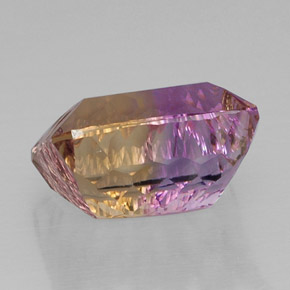 Ametrino bicolor natural de 14,23 ct, corte esmeralda, VVS