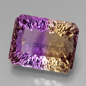 ametrino Bicolor natural de 15.31 ct, corte esmeralda, VVS-VS