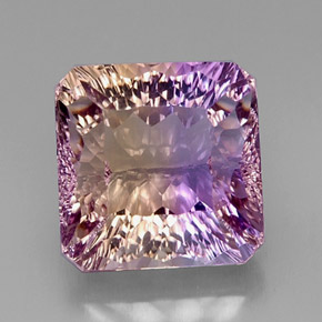 Ametrino bicolor natural de 13,21 ct, corte esmeralda, VVS