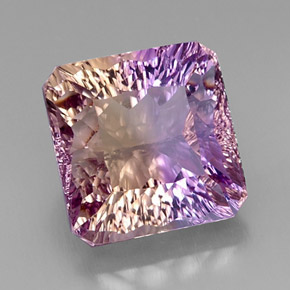 Ametrino bicolor natural de 13,21 ct, corte esmeralda, VVS