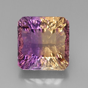Ametrino bicolor natural de 11,34 ct, corte esmeralda, VVS