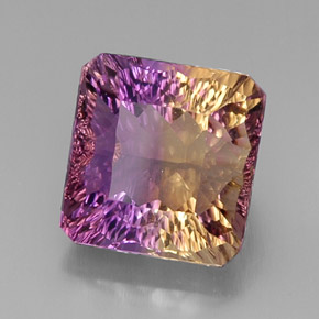 Ametrino bicolor natural de 11,34 ct, corte esmeralda, VVS