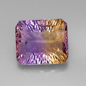 ametrino Bicolor natural de 9.67 ct, corte esmeralda, VVS