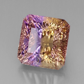 Ametrino bicolor natural de 12,72 ct, corte esmeralda, VVS