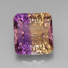 Ametrino bicolor natural de 10,38 ct, corte esmeralda, VVS