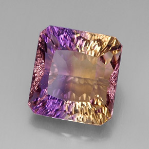 Ametrino bicolor natural de 10,38 ct, corte esmeralda, VVS