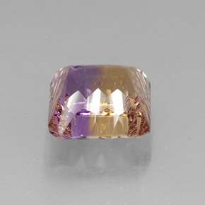 Ametrino bicolor natural de 12,51 ct, corte esmeralda, VVS
