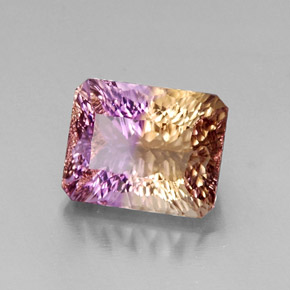 ametrino Bicolor natural de 11.50 ct, corte esmeralda, VVS
