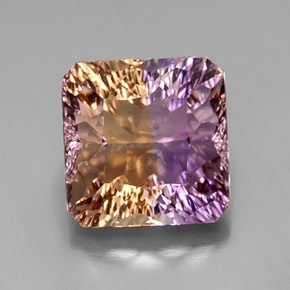 Ametrino bicolor natural de 9,03 ct, corte esmeralda, VVS