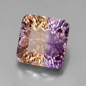 Ametrino bicolor natural de 9,03 ct, corte esmeralda, VVS