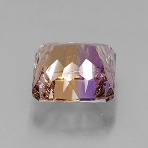 Ametrino bicolor natural de 9,03 ct, corte esmeralda, VVS