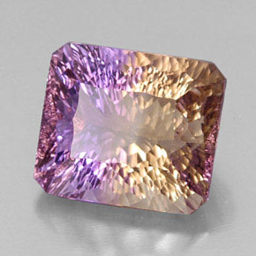 ametrino Bicolor natural de 13.34 ct, corte esmeralda, VVS