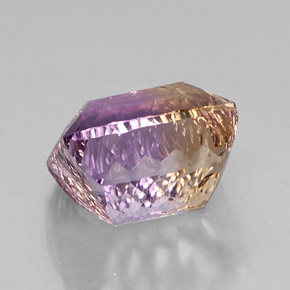 Ametrino bicolor natural de 14,73 ct, corte esmeralda, VVS-VS