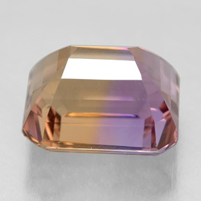 Ametrino bicolor natural de 9,41 ct, corte esmeralda, VVS