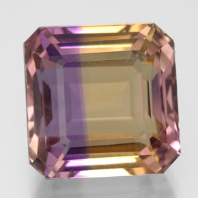 Ametrino bicolor natural de 10,20 ct, corte esmeralda, VVS