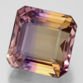 Ametrino bicolor natural de 10,20 ct, corte esmeralda, VVS