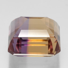 Ametrino bicolor natural de 10,20 ct, corte esmeralda, VVS