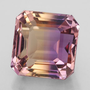 ametrino Bicolor natural de 10.27 ct, corte esmeralda, IF