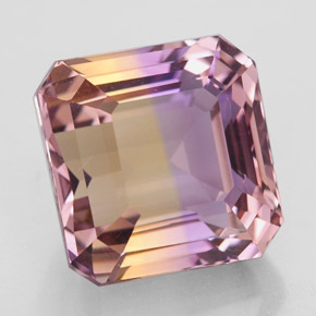 ametrino Bicolor natural de 10.27 ct, corte esmeralda, IF