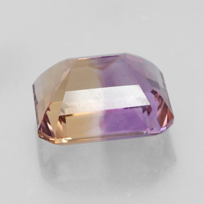 Ametrino bicolor natural de 7,65 ct, corte esmeralda, VVS