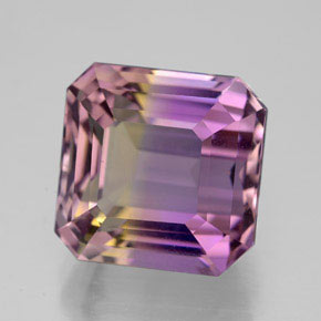 Ametrino bicolor natural de 8,35 ct, corte esmeralda, VVS