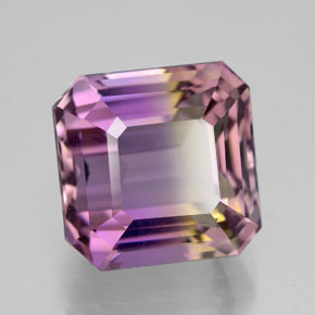 Ametrino bicolor natural de 8,35 ct, corte esmeralda, VVS