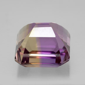 Ametrino bicolor natural de 8,35 ct, corte esmeralda, VVS