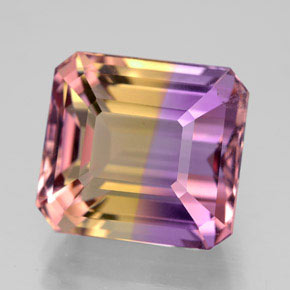 Ametrino bicolor natural de 7,14 ct, corte esmeralda, VVS
