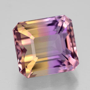 Ametrino bicolor natural de 7,14 ct, corte esmeralda, VVS