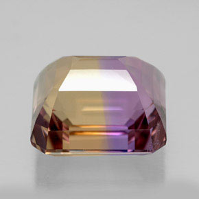 Ametrino bicolor natural de 7,14 ct, corte esmeralda, VVS