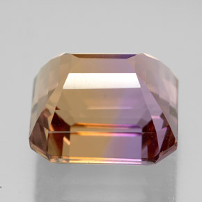 Ametrino bicolor natural de 10,74 ct, corte esmeralda, VVS