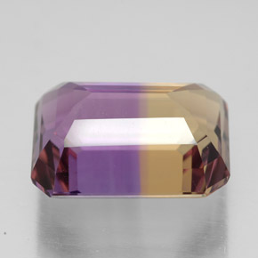 ametrino Bicolor natural de 9.07 ct, corte esmeralda, VVS