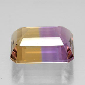 ametrino Bicolor natural de 8.63 ct, corte esmeralda, IF