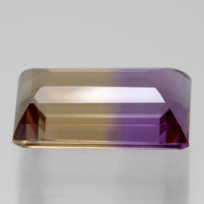 Ametrino bicolor natural de 5,51 ct, baguette, VVS
