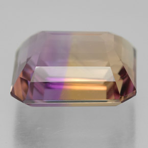 Ametrino bicolor natural de 7,85 ct, corte esmeralda, VVS