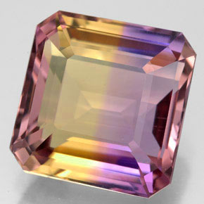 Ametrino bicolor natural de 10,74 ct, corte esmeralda, VVS-VS