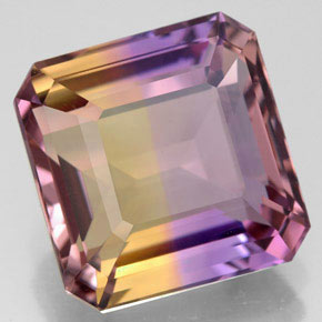 Ametrino bicolor natural de 10,74 ct, corte esmeralda, VVS-VS