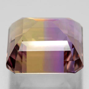 Ametrino bicolor natural de 10,74 ct, corte esmeralda, VVS-VS