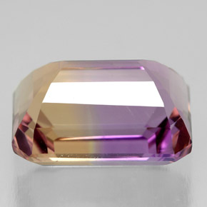 ametrino Bicolor natural de 6.42 ct, corte esmeralda, VVS