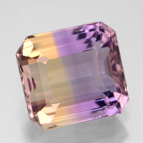 Ametrino bicolor natural de 6,61 ct, corte esmeralda, VVS