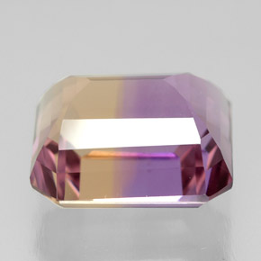 Ametrino bicolor natural de 6,61 ct, corte esmeralda, VVS