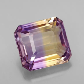 ametrino Bicolor natural de 4.74 ct, corte esmeralda, VVS