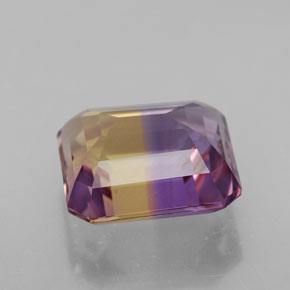 ametrino Bicolor natural de 4.74 ct, corte esmeralda, VVS