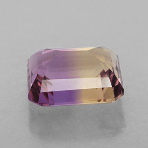 Ametrino bicolor natural de 5,25 ct, corte esmeralda, VVS