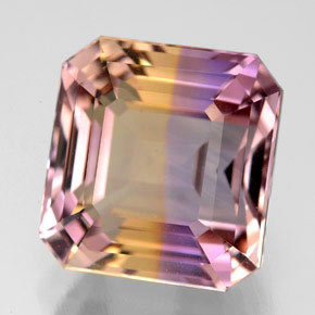 ametrino Bicolor natural de 9.29 ct, corte esmeralda, VVS