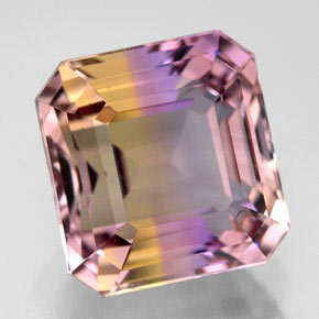 ametrino Bicolor natural de 9.29 ct, corte esmeralda, VVS
