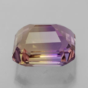 Ametrino bicolor natural de 8,32 ct, corte esmeralda, VVS
