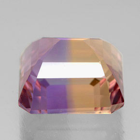 Ametrino bicolor natural de 5,91 ct, corte esmeralda, VVS